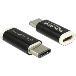 Delock USB C -> USB 2.0 micro B M / F adapter fekete