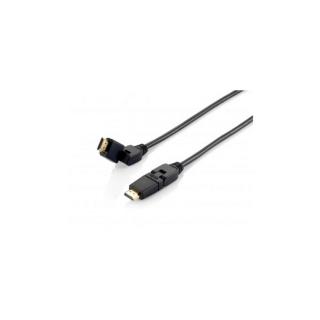 Equip Kábel - 119362 (HDMI2.0 kábel apa / apa, 4K / 60Hz, aranyozott, forgatható csatlakozók, fekete, 2m)