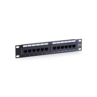 Equip Patch Panel - 208015 (12 port, Cat5e, 1U, árnyékolatlan, fekete)