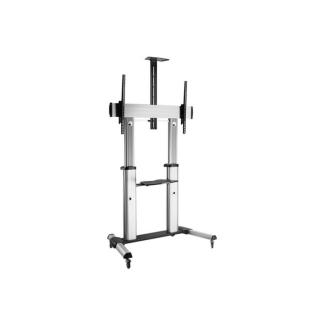 Equip TV / Monitor állvány - 650605 (60"-100" álló, dönthető, állítható magasság, gurulós, Max.:100kg, fekete / ezüst)