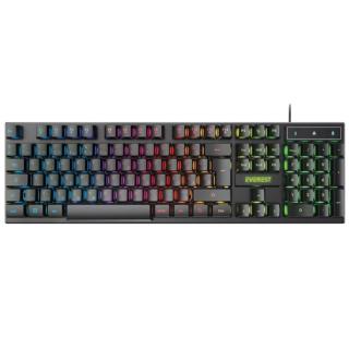 Everest Gamer Billentyűzet - KB-188 Borealis Rainbow (N-key, USB, fekete, magyar, RGB LED)