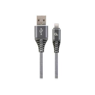 GEMBIRD CC-USB2B-AMLM-1M-WB2 Gembird Premium cotton braided 8-pin charging and data cable, 1m, spacegrey/whit