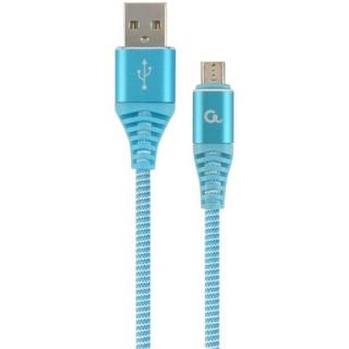 Gembird Premium cotton braided Micro-USB charging and data cable,2m,blue / white