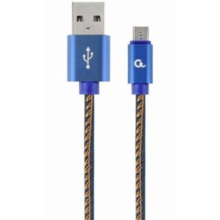 Gembird Premium jeans (denim) Micro-USB cable with metal connectors, 1m, blue