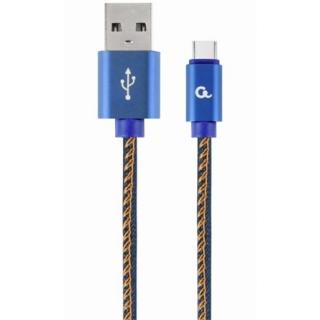 Gembird Premium jeans (denim) Type-C USB cable with metal connectors, 1m, blue