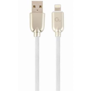 Gembird Premium rubber 8-pin charging and data cable, 1m, white