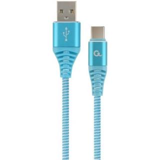 Gembird USB 2.0 A -> USB-C M / M adatkábel 1m kék-fehér szövet borítás