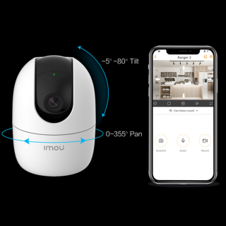 Imou IP wifi PT dómkamera - Ranger 2 (2MP, 3,6mm, beltéri, H265, IR10m, DN(ICR), DWDR, SD, hangszóró, mikrofon, 5VDC)