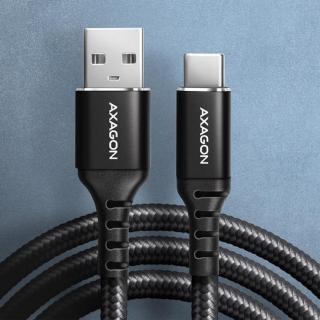 Kábel Axagon BUCM-AM20AB USB-C  > USB-A Kabel, 2 m, USB 2.0, 3A,, fekete