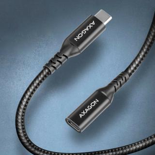 Kábel Axagon  BUCM32-CF10AB  USB C hosszabbító, 20GBPS, 240W, 1m, fonott, fekete