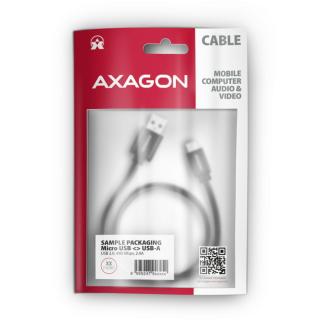 Kábel Axagon BUMM-AM20AB HQ MICRO USB -  USB-A, 2m, Fekete