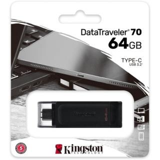 Kingston 64GB Data Traveler 70 USB-C pendrive fekete