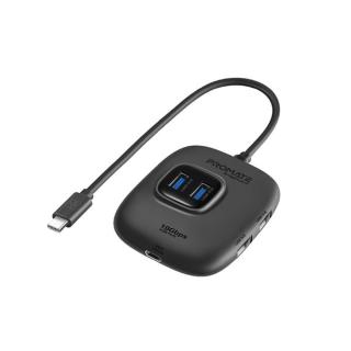 Promate USB Hub - SNAPHUB 4 (USB-C 5in1 HUB, 85W PD, 4xUSB 3.2, 1xUSB-C, adapter, fekete)