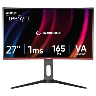 Rampage Monitor 27" - VOYAGER (VA, 165Hz, 1ms, 16:9, 1920x1080, 250cd / m2, 2xHDMI, DisplayPort, fekete, FreeSync, ívelt)