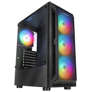 Rampage Számítógépház - SHIVA  (fekete; ablakos; ATX / Micro ATX / Mini-ITX; alsó táp; 4x120mm LED)