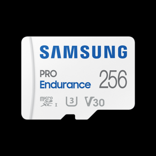 SAMSUNG Memóriakártya, PRO Endurance microSD kártya 256 GB, CLASS 10, UHS-I (SDR104), + SD Adapter, R100 / W40