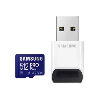 Samsung MicroSD kártya - 512GB MB-MD512KB / WW (PRO PLUS kártyaolvasóval, UHS-I, R160 / W120, adapter, 512GB)