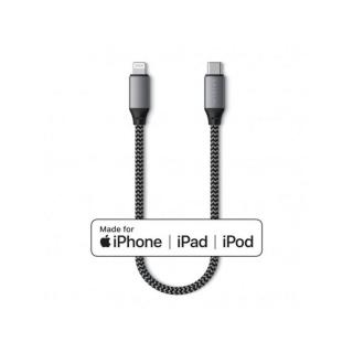 Satechi USB-C - lightning kábel (MFI), szőtt, 25cm - Space Grey