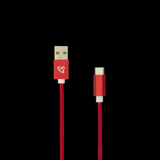 SBOX Kábel, CABLE USB Male -> TYPE-C Male 1.5 m Red