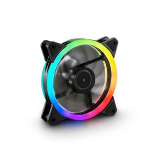 Sharkoon Cooler 12cm - SHARK Blades RGB (18.2dB; 94.8 m3 / h; 1200rpm; 20x RGB Led; 3pin + 4pin csatlakozó; ház hűtésre)