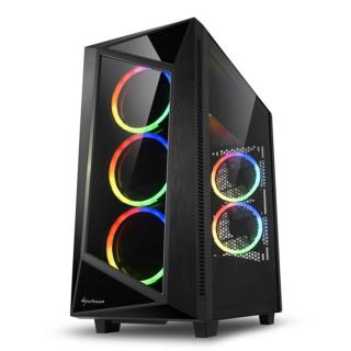 Sharkoon Számítógépház - REV 200 RGB (fekete; ATX,mATX; alsó táp; 5x120mm v.; 2xUSB3.0, 2xUSB2.0, I / O)