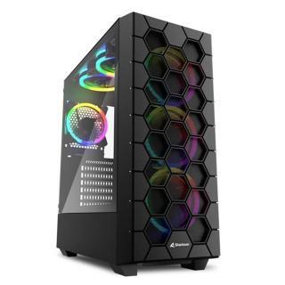 Sharkoon Számítógépház - RGB HEX (fekete; alsó táp; ATX,mATX; mITX; 6x120mm RGB LED; 2xUSB3.0 + 2xType-C Gen 2; I / O)