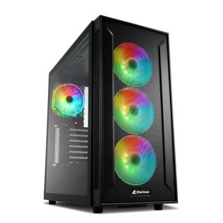 Sharkoon Számítógépház - TG6M RGB (fekete; ATX,mATX; alsó táp; 7x120mm v.; 2xUSB3.0, 2xUSB2.0, I / O)