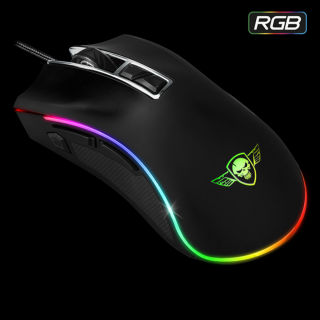 Spirit of Gamer Egér - PRO-M6 RGB (4800DPI, 500Hz, 8 programozható gomb, RGB LED, 1,8 m harisnyázott kábel, fekete)