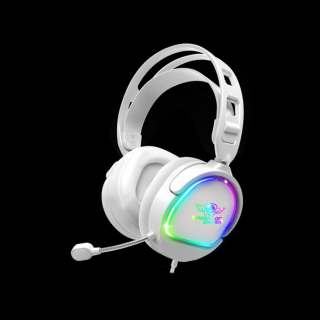 Spirit of Gamer Fejhallgató - PRO-H6 RGB White (MultiPlatform, mikrofon, 3.5mm jack, hangerőszabályzó, 2m kábel, fehér)