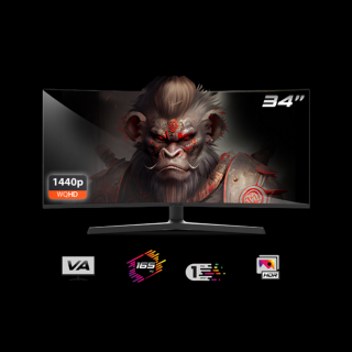 Spirit of Gamer Monitor 34" - EPIC 34" (VA, 21:9, 3440x1440, 1ms, 165 Hz, 400 cd / m2, 4000:1, HDMI / DP / 3,5 mm Jack)