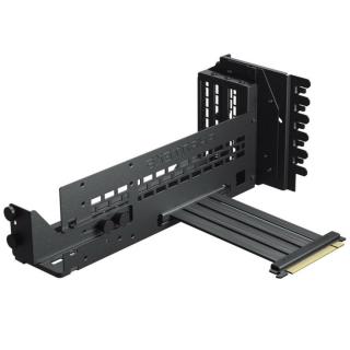 Számítógépház kiegészítő függőleges GPU-konzol + PCIe 4.0 x 16 kiemelő kábel, DRGB, 220mm, fekete