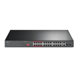 TP-LINK Switch 24x100Mbps (24xPOE + ) + 2x1000Mbps + 2xGigabit kombó SFP, TL-SL1226P