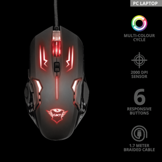 TRUST Gaming Vezetékes világító egér 22090 (GXT 108 Rava Illuminated Gaming Mouse)