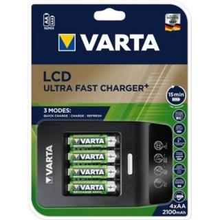 Varta LCD Ultra Fast Charger AA / AAA NiMH / NiCd akkumulátor töltő fekete + 4x AA NiMH 2100mAh battery