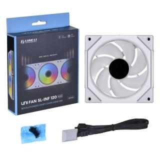 Ventilátor Lian Li UNI FAN SL-INF PWM 12cm RGB Fehér 3db-os + Vezérlő