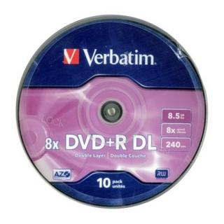 Verbatim DVD + R írható két rétegű DVD lemez 8,5GB 10db hengeres