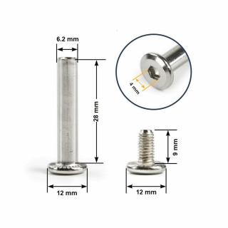Bőrönd kerékhez tengely 28x6.2 mm nikkel színben