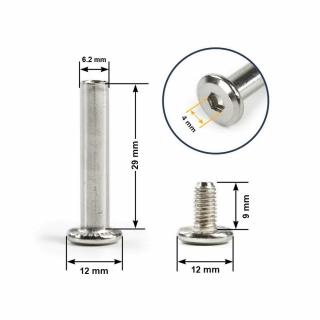 Bőrönd kerékhez tengely 29x6.2 mm nikkel színben