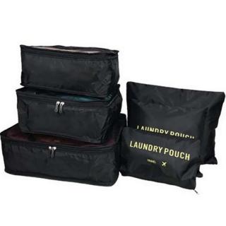 Bőröndrendező táskák utazáshoz 6 db-os szett, fekete színben