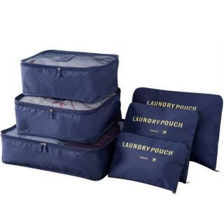 Bőröndrendező táskák utazáshoz 6 db-os szett, sötétkék színben