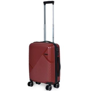 Hachi kabin méretű polipropilén bőrönd 54x40x20cm, duplakerekes gurulós bőrönd TSA zárral, bordó színben