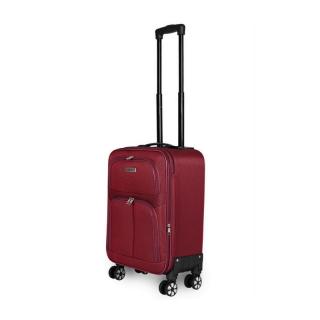 Leonardo Da Vinci kabinbőrönd 55x35x20/25 cm, duplakerekes gurulós bőrönd, bordó színbe
