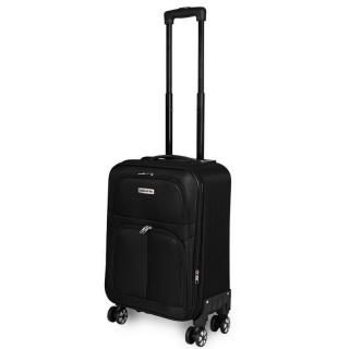 Leonardo Da Vinci kabinbőrönd 55x35x20/25 cm, duplakerekes gurulós bőrönd, fekete színbe
