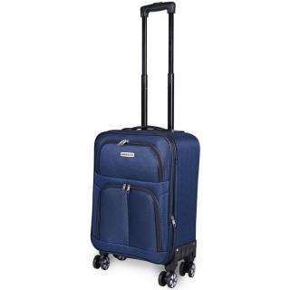 Leonardo Da Vinci kabinbőrönd 55x35x20/25 cm, duplakerekes gurulós bőrönd, kék színben