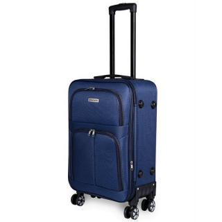 Leonardo Da Vinci közepes bőrönd 62x40x21/26 cm, duplakerekes gurulós bőrönd, kék színben