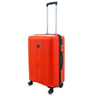 Leonardo da vinci közepes méretű polipropilén bőrönd 65x42x26cm, duplakerekes, TSA zárral, narancs színben