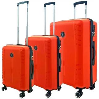 Leonardo Da Vinci polipropilén bőrönd 3 db-os szett, duplakerekes, TSA számzárral, narancssárga színben