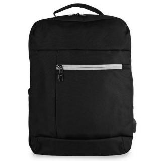 Poliészter klasszikus hátizsák laptoptartóval, fekete színben