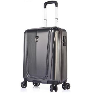 Verage kabinbőrönd 55x39x20/25cm, duplakerekes gurulós bőrönd TSA zárral, sötétszürke színben