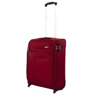 Verage kabinbőrönd 55x39x20/25cm, kétkerekű gurulós bőrönd, bordó színben